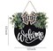 Farmhouse Wreath Wall Decor 30cm Round Wooden Hanging Housewarming Welcome Sign for Front Door Porch Decor Outdoor and Indoor Home Decor (Black)
